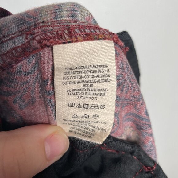 Free People Corduroy Red Paisley Flared Crop Tailored Pants Sz. 6 - Picture 14 of 15